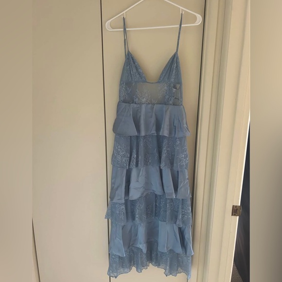 Dusty Blue Lace Dress - Picture 1 of 4